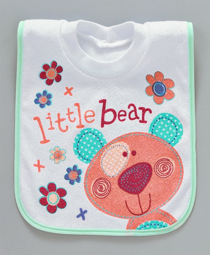 Mee Mee Bib Teddy Bear Print - White