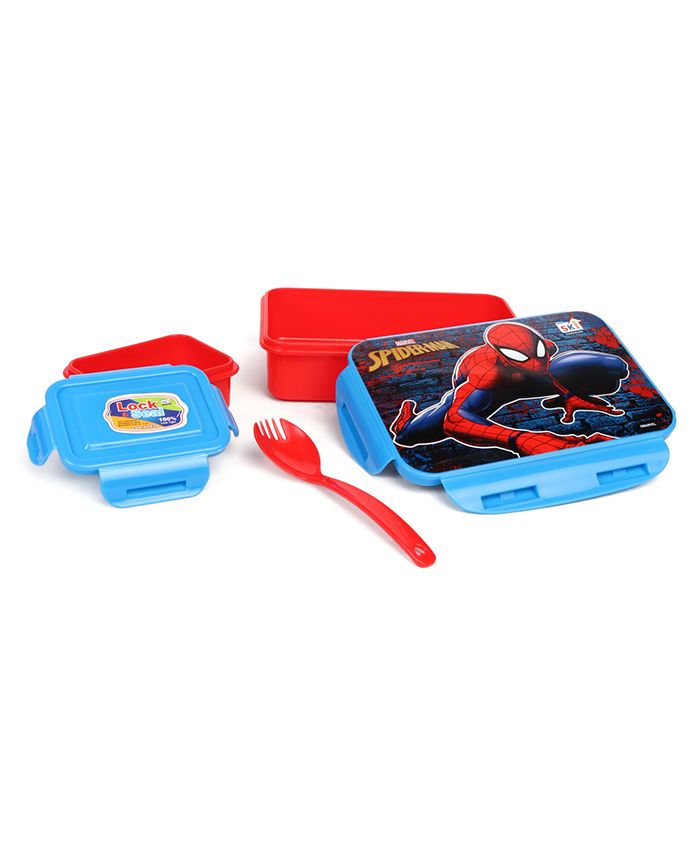 Marvel Spider Man Lunch Box With Clip Lock - Red & Blue