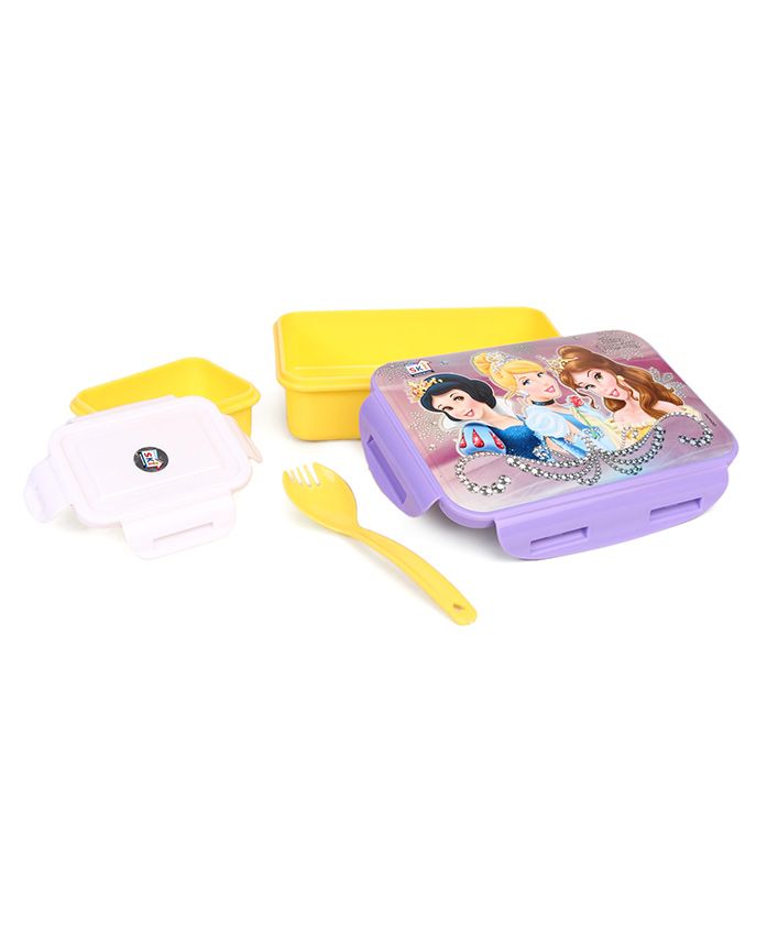 Disney Pink Purple Disney Princess Lunch Box With Clip Lock - Yellow Purple