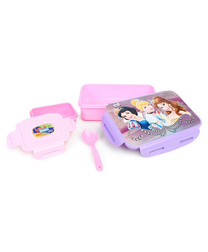 Disney Princess Lunch Box With Clip Lock Feature - Purple & Light Pink