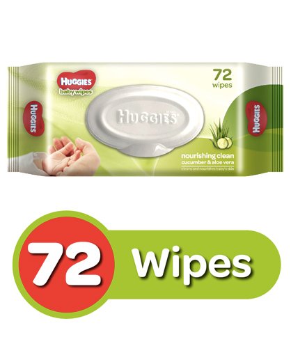 Huggies Nourishing Clean Baby Wipes with Cucmber & Aloe Vera - 72 Pieces