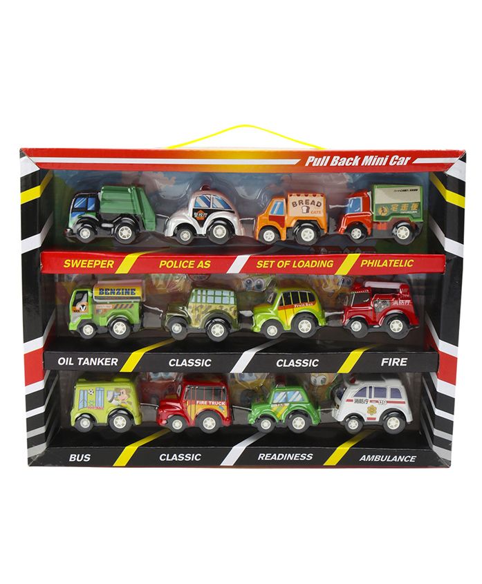 Marbles Pull Back Action Super Velocity Mini Vehicle Set Multicolor - Pack Of 12