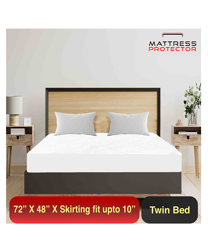 Mattress Protector Waterproof Mattress Cover Single/Twin Bed For Bed Size 72 x 48 inches - White