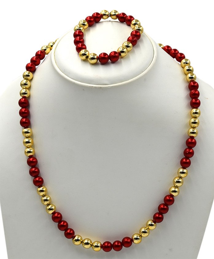Magic Needles Necklace & Bracelet Set - Red Golden