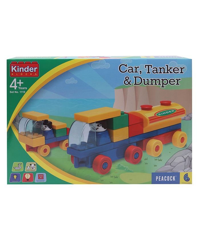 Peacock Kinder Blocks - Car, Tanker & Dumper Set