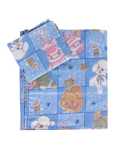 Baby Bed Sheet and Pillow Cover - Blue