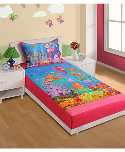 Swayam Digital Print Baby Bed Sheet And Pillow Cover - Set Of 2