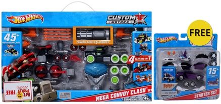 Hot Wheels Custom Motors Mega Convoy Clash Set 4 Years Free Hot