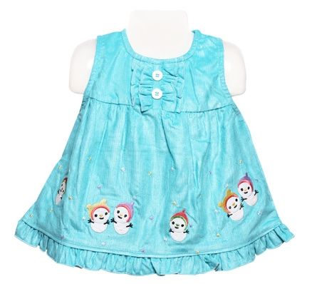 Sleeveless Frock - Snow Man Print