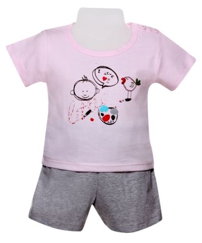 Half Sleeves T-Shirt & Shorts Set - Pink