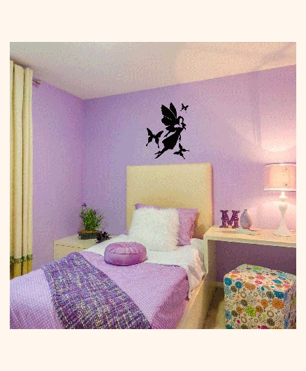 Studio Briana Flying Fairy With Butterflies Wall Decor Decal - Black