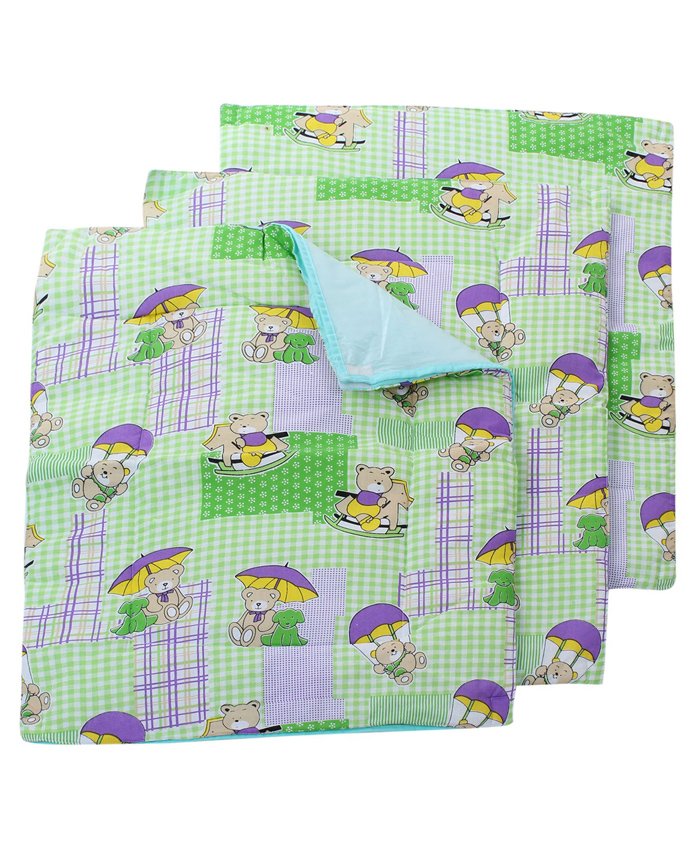Babyhug Multi Purpose Baby Mat Teddy Bear Print Set Of 4 - Green