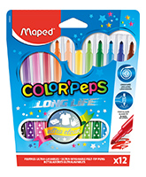 Maped - Color Peps Long Life Felt Pens Pack of 12 pens, For beautiful drawings