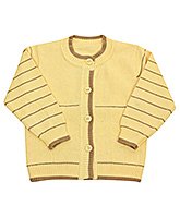 Full Sleeves Front Open Striped Sweater