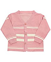 Full Sleeves Front Open Striped Sweater