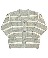 Full Sleeves Front Open Striped Sweater
