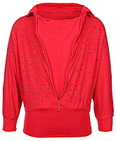 Full Sleeves Front Zipped Silver Studded Sweater
