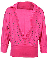 Full Sleeves Front Zipped Silver Studded Sweater