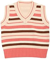 Sleeveless V Neck Striped Sweater