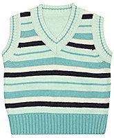 Sleeveless V Neck Striped Sweater