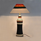 Terracotta Handpainted Madhubani Tappered Lamp White