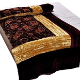 Little India - Jaipuri Maroon Jaipuri Double Bed Velvet Quilt - 407