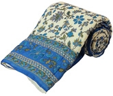 Little India - Hand Block Gold Print Single Bed Quilt - 107