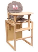 Fab N Funky - Animal And Fruit Printed Wooden High Chair