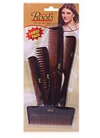 Roots Brown Hair Combs - Family Pack