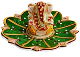 Dharohar Marble Lord Ganesha On Beautiful Lotus Leaf - D MB 020