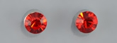 Angel Glitter - Ruby Red Tone Encircled CZ Solitaire Diamond Earrings