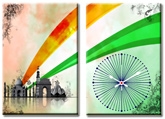 Design O Vista Double Panel Canvas Painting Wall Clock - DV2 R3028