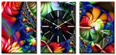 Design O Vista Three Panel Canvas Painting Wall Clock - DV3-R1117