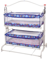 New Natraj - Teddy Print Blue Twins Cradle