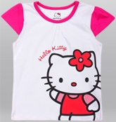 Hello Kitty - Short Sleeves Top With Cat Print