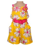 Infancy - Singlet Floral Printed Jumpsuit With Hair Band