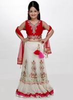 Girlish - Sleeveless Choli and Lehenga Set With Dupatta