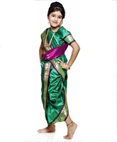 Bhartiya Paridhan - Nauvari Green And Pink Sari Set