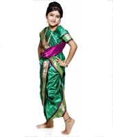 Bhartiya Paridhan - Nauvari Green And Pink Sari Set