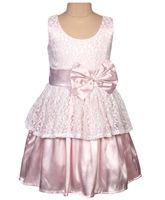 Little Darling - Pale Mauve Satin And Lace Party Dress