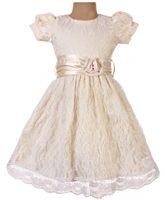 Little Darling - Cap Sleeves Lace And Satin Dress