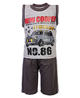 Baby Hug - Sleeveless Printed T-Shirt And Shorts Set