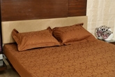 Story Premium Deep Brown Double Bed Sheet - ST1007