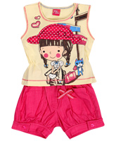 WOW - Girls Sleeveless Graphic Set And Suit