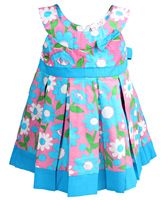 I Like Pink - Sleeveless Floral Print Frock With Pleats