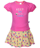 Toffy House - Cup Cakes Print Top And Skirt Set
