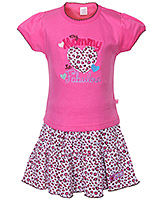 Toffy House - Half Sleeves Top And Skirt Set