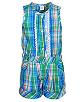 Toffy House - Sleeveless Checks Print Cotton Jumpsuit