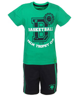 Palm Tree - Half Sleeves Printed T-Shirt And Shorts Set