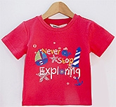 Beebay - Half Sleeves Red Crew Neck T-Shirt